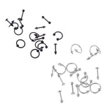 Maxbell 32 Pieces 16g Stainless Steel Assorted Eyebrow Ear Lip Navel Ring  Piercing