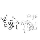 Maxbell 32 Pieces 16g Stainless Steel Assorted Eyebrow Ear Lip Navel Ring  Piercing
