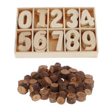 Maxbell 50 Pieces Natural Wood Round Log Slices Discs and 60 Pieces Wooden Numbers