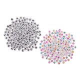 Maxbell 400 Pieces Resin Rondelle Alphabet Letters Beads For Jewelry Making Craft
