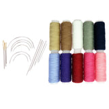 Maxbell 24Pcs/lot Hand Sewing Threads with Repair Upholstery Curved Needles Carpet