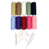 Maxbell 24Pcs/lot Hand Sewing Threads with Repair Upholstery Curved Needles Carpet