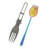 Maxbell 2Pcs Portable Camping Picnic Spoon Fork Cutter Stainless Steel Spork