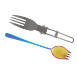 Maxbell 2Pcs Portable Camping Picnic Spoon Fork Cutter Stainless Steel Spork