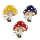 Maxbell 3 Pieces Delicate 3 Colors Enamel Faux Pearl Mushroom Brooch Pins for Womens