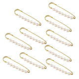 Maxbell 10 Pieces Luxury Imitation Pearls Safety Pin Brooch Pin Clip for Scarf Gown