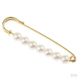 Maxbell 10 Pieces Luxury Imitation Pearls Safety Pin Brooch Pin Clip for Scarf Gown