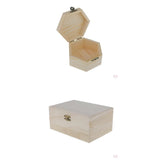 Maxbell 4pcs Set Unpainted Plain Wooden Jewelry Box Trinket Gift Box Keepsake