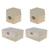 Maxbell 4pcs Set Unpainted Plain Wooden Jewelry Box Trinket Gift Box Keepsake