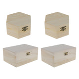 Maxbell 4pcs Set Unpainted Plain Wooden Jewelry Box Trinket Gift Box Keepsake