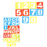 Maxbell 36 Pieces Arabic Numbers & Alphabet Drawing Template Stencils Ruler for Kids