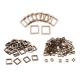 Maxbell 140 Pieces Unfinished Wood Hollow Square Wooden Pieces for Craft 10/20/40mm