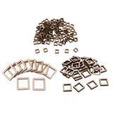 Maxbell 140 Pieces Unfinished Wood Hollow Square Wooden Pieces for Craft 10/20/40mm