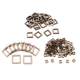 Maxbell 140 Pieces Unfinished Wood Hollow Square Wooden Pieces for Craft 10/20/40mm