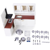 Maxbell 1/12 Dollhouse Miniature Kitchen Furniture Kit with Kitchenware Cookware Set