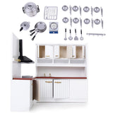 Maxbell 1/12 Dollhouse Miniature Kitchen Furniture Kit with Kitchenware Cookware Set