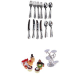 Maxbell 1:12 Miniature Cake Fruit Stand with Tableware Dollhouse Kitchen Accessories