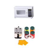 Maxbell 1/12 Dollhouse Miniature Kitchen Supplies Microwave & Bread Maker with Food