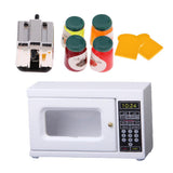 Maxbell 1/12 Dollhouse Miniature Kitchen Supplies Microwave & Bread Maker with Food
