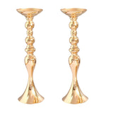 Maxbell 2pcs Long Stand Metal Candle Tea Light Holder Candlestick Flower Vase Gold-L