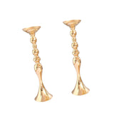 Maxbell 2pcs Long Stand Metal Candle Tea Light Holder Candlestick Flower Vase Gold-L