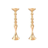 Maxbell 2pcs Long Stand Metal Candle Tea Light Holder Candlestick Flower Vase Gold-L
