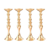 Maxbell 4pcs Long Stand Metal Candle Tea Light Holder Candlestick Flower Vase Gold-L