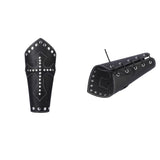 Maxbell 2x Black Medieval Cross Rivets Bandage Steampunk Gauntlet Bracelet Wristband