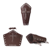 Maxbell 2x Coffee Medieval Cross Rivet Bandage Steampunk Gauntlet Bracelet Wristband