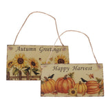 Maxbell 2pcs Rustic Wood Plaque Autumn Blessings Board Happy Harvest Hanging Sign