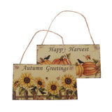 Maxbell 2pcs Rustic Wood Plaque Autumn Blessings Board Happy Harvest Hanging Sign