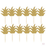 Maxbell 24pcs Glitter Pineapple Cupcake Pick Cake Topper Birthday Party Decor Gold