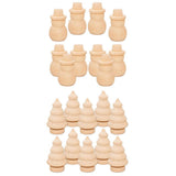 Maxbell 20 x Unfinished Wooden Doll Bodies Shape DIY Paint Art Crafts Tree & Snowman