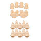Maxbell 20 x Unfinished Wooden Doll Bodies Shape DIY Paint Art Crafts Tree & Snowman
