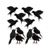 Maxbell 12x Artificial Realistic Birds Ravens Crows for Garden Halloween Decoration