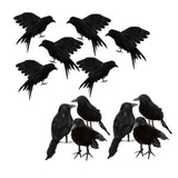 Maxbell 12x Artificial Realistic Birds Ravens Crows for Garden Halloween Decoration