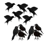 Maxbell 12x Artificial Realistic Birds Ravens Crows for Garden Halloween Decoration