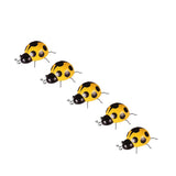 Maxbell 5Pcs Metal Ladybug Fence Hanger Wall Hanging Outdoor Garden Decor10cm Yellow