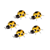 Maxbell 5Pcs Metal Ladybug Fence Hanger Wall Hanging Outdoor Garden Decor10cm Yellow