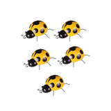 Maxbell 5Pcs Metal Ladybug Fence Hanger Wall Hanging Outdoor Garden Decor10cm Yellow