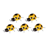 Maxbell 5Pcs Metal Ladybug Fence Hanger Wall Hanging Outdoor Garden Decor10cm Yellow