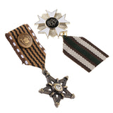Maxbell 2 Pieces Vintage Crown Star Geometric Medal Badge Fabric Uniform Brooch