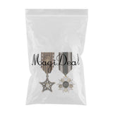 Maxbell 2 Pieces Vintage Crown Star Geometric Medal Badge Fabric Uniform Brooch