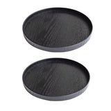 Maxbell Round Wooden Plate Food Snack Serving Trays Salad Bowl Black 21cm+24cm