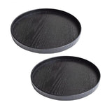 Maxbell Round Wooden Plate Food Snack Serving Trays Salad Bowl Black 21cm+24cm