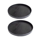 Maxbell Round Wooden Plate Food Snack Serving Trays Salad Bowl Black 21cm+24cm