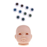 Maxbell 20inch Vinyl Unpainted Reborn Doll Head Mold Kits with Eyes DIY Making Accs