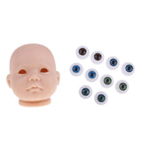 Maxbell 20inch Vinyl Unpainted Reborn Doll Head Mold Kits with Eyes DIY Making Accs