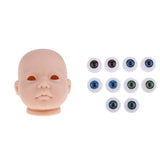 Maxbell 20inch Vinyl Unpainted Reborn Doll Head Mold Kits with Eyes DIY Making Accs