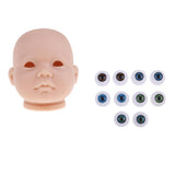 Maxbell 20inch Vinyl Unpainted Reborn Doll Head Mold Kits with Eyes DIY Making Accs